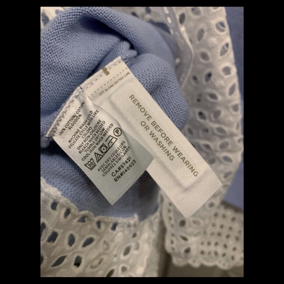 Ann Taylor Loft Periwinkle Blue and White Top -New With Tags - 100% Cotton - Picture 5 of 5